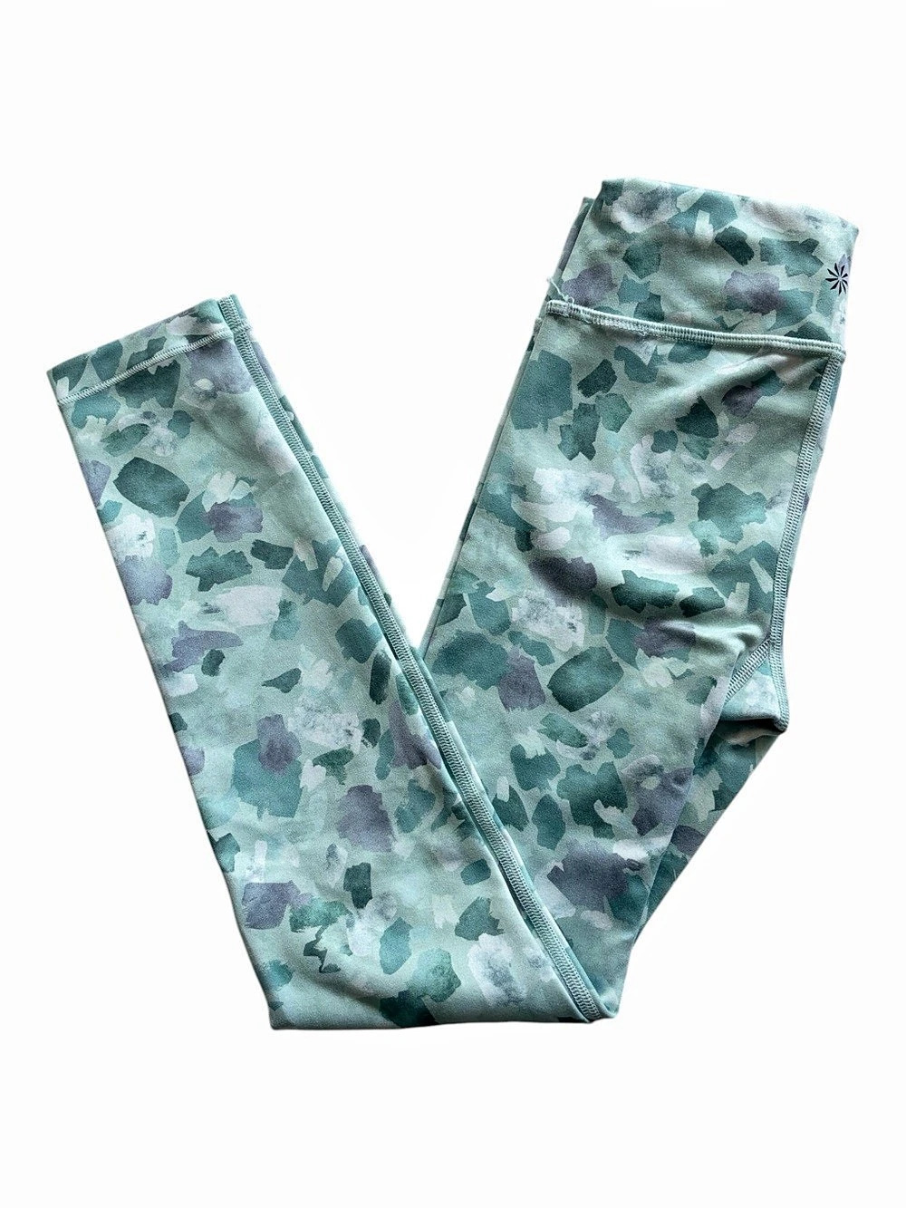 Athleta Girls Abstract Print Leggings in Green & Purple Like New